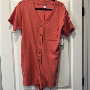 NWT Old Navy Coral Button-Up Romper Size M
